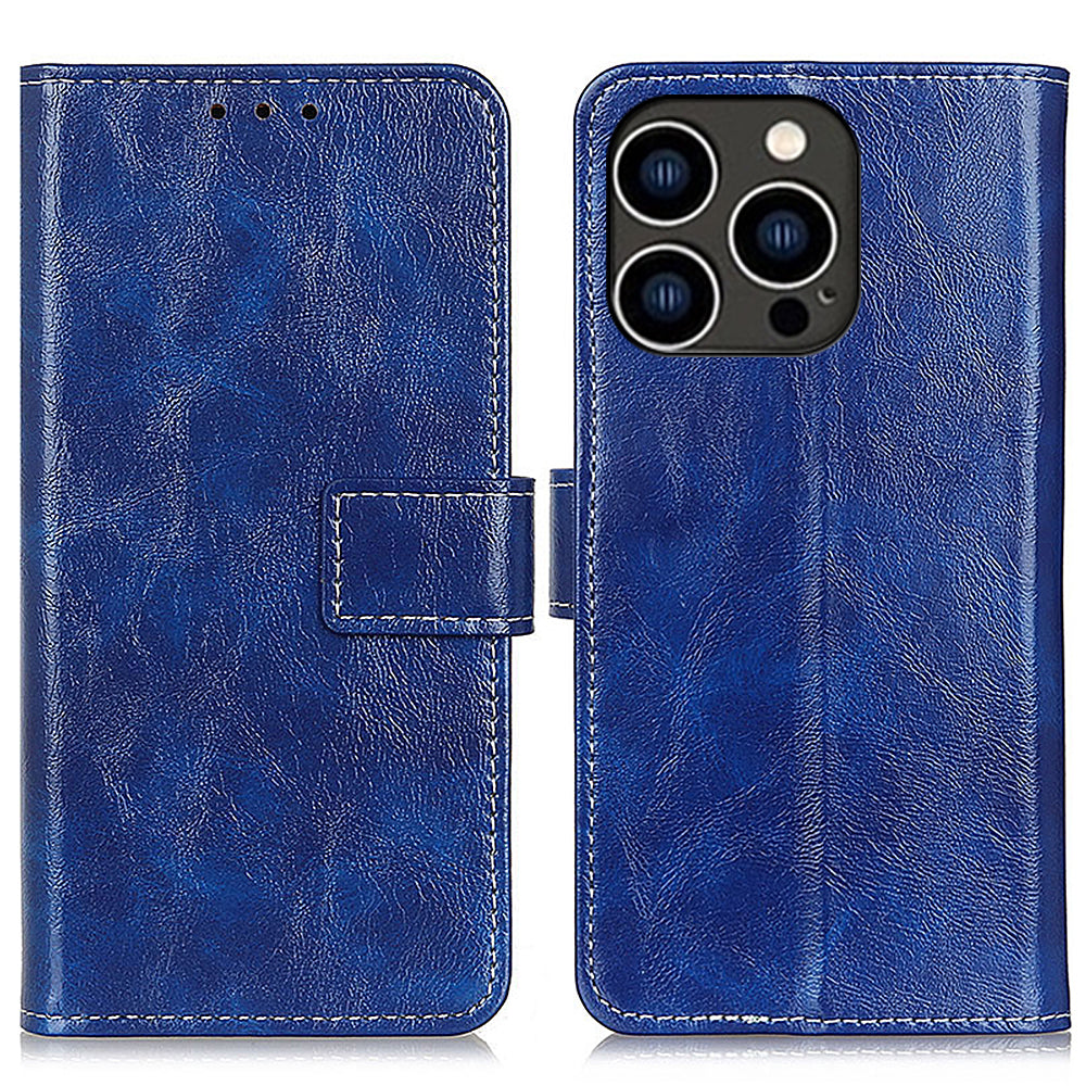 Til iPhone 15 Pro Max Læder Pung Stand Case Retro Crazy Horse Texture Telefon Cover Til iPhone 15 Pro Max Læder Pung Stand Case Retro Crazy Horse Texture Telefon Cover